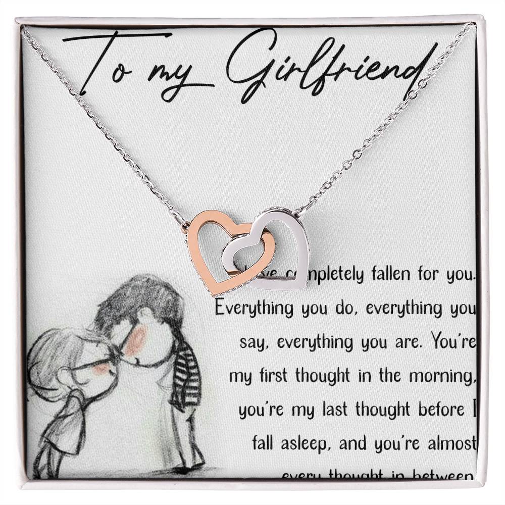 To My Girlfriend Interlocking Hearts Necklace Message Card
