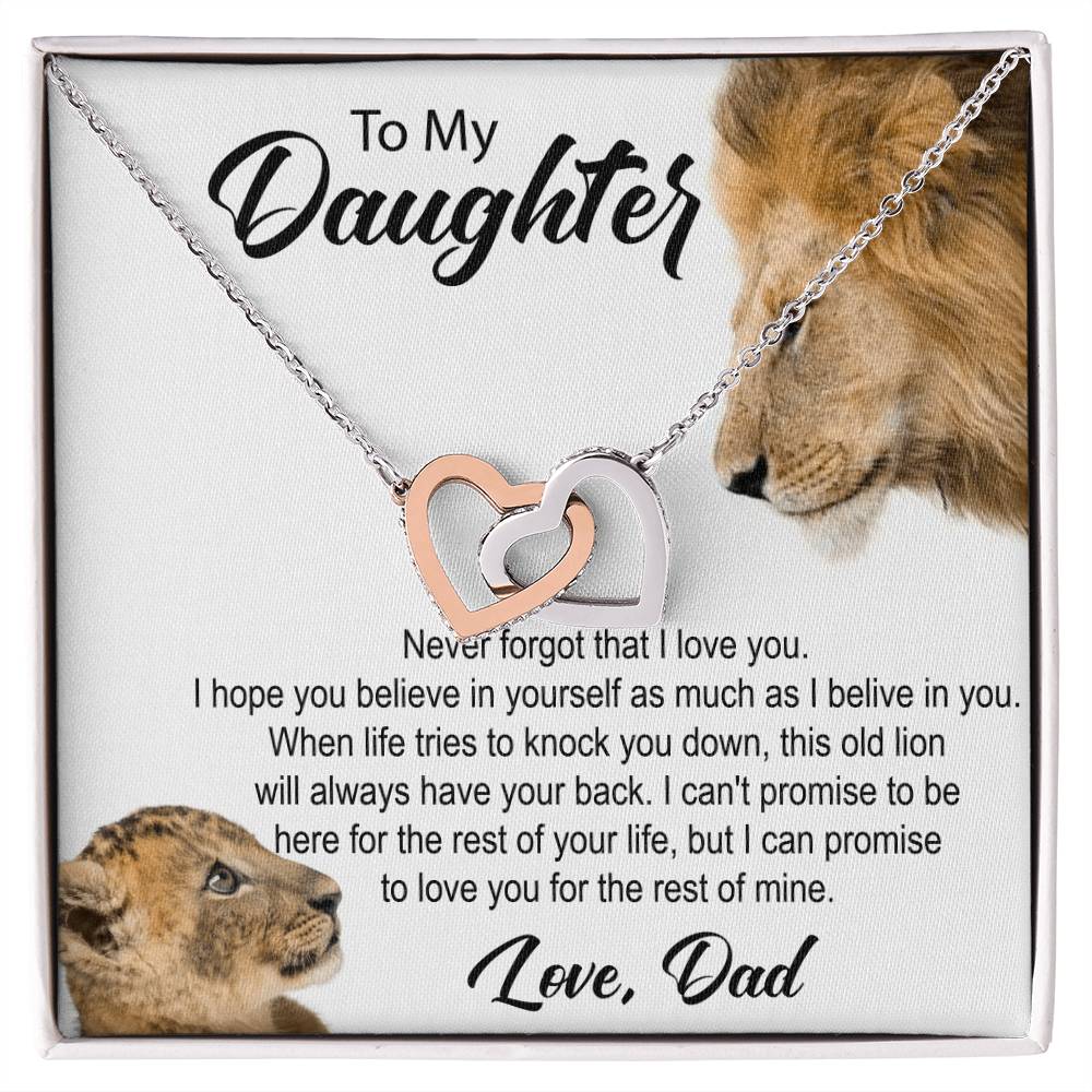 To My Daughter. Interlocking Hearts Necklace