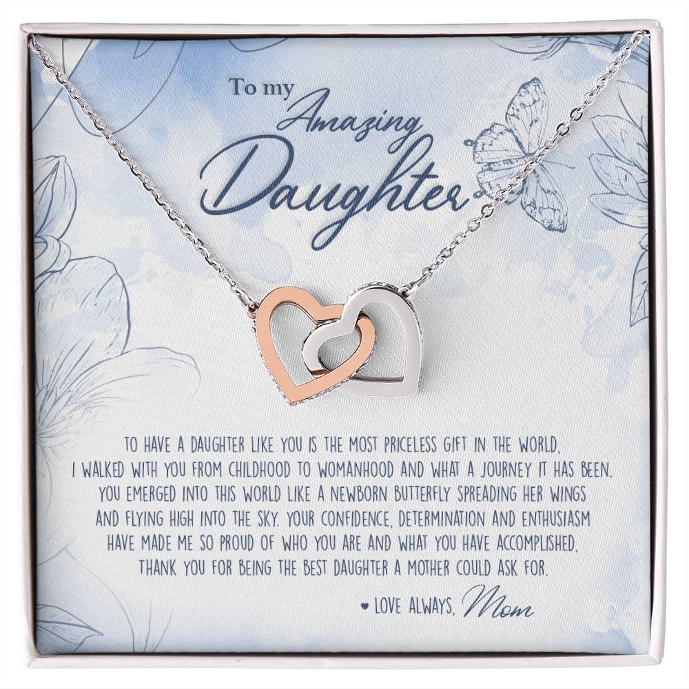 A Mother&#39;S Most Priceless Gift - Necklace With Message Card Interlocking Hearts Necklace