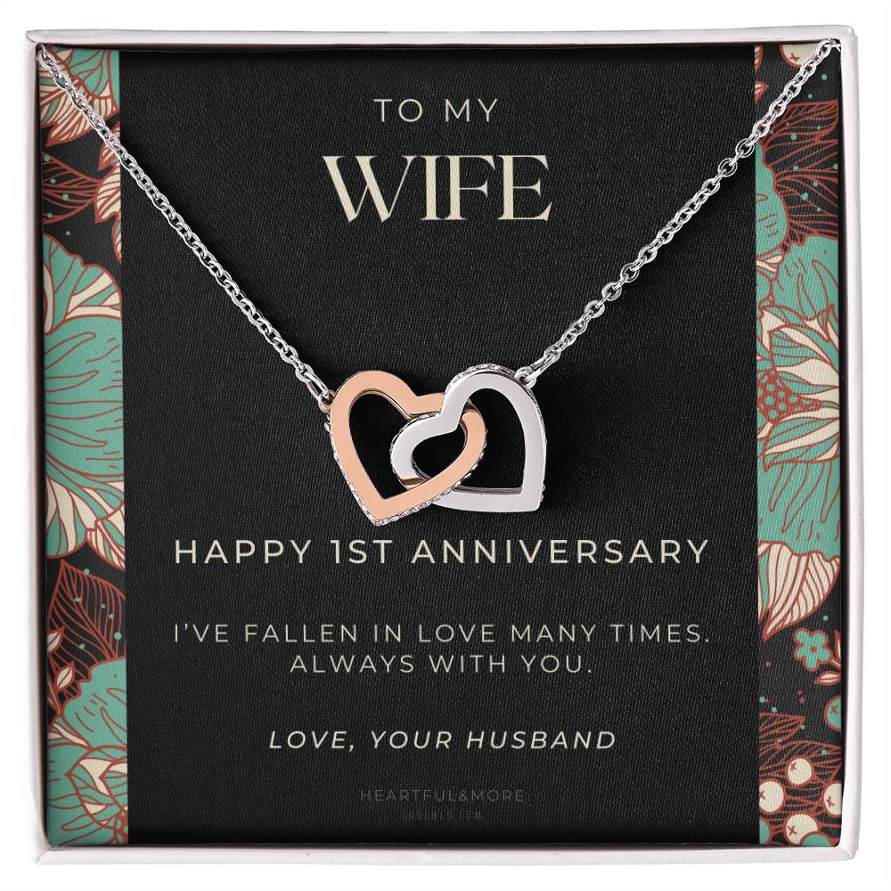 1 Year Anniversary Gift For Wife 1 Year Anniversary Gifts 1 Year Wedding Anniversary Gift Ideas 1St Wedding Anniversary Gift For Her Interlocking Hearts Necklace