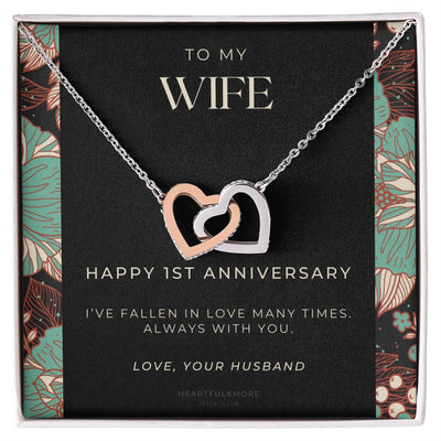 1 Year Anniversary Gift For Wife 1 Year Anniversary Gifts 1 Year Wedding Anniversary Gift Ideas 1St Wedding Anniversary Gift For Her Interlocking Hearts Necklace