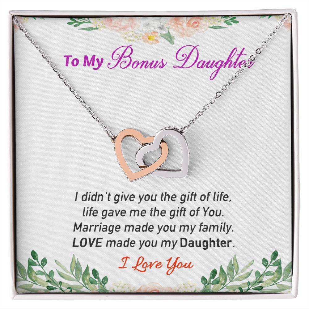 Love My Bonus Daughter Interlocking Hearts Necklace