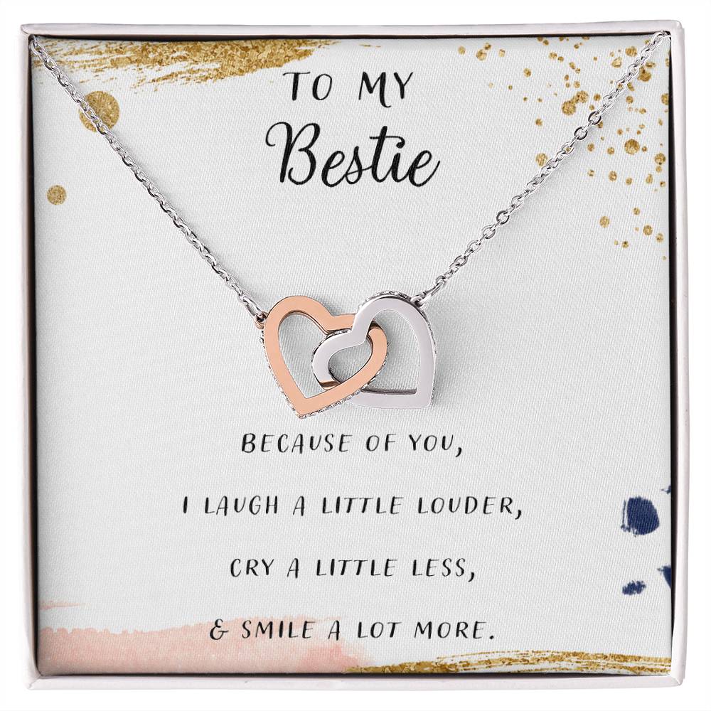 To My Bestie No Matter What We Do Interlocking Hearts Necklace