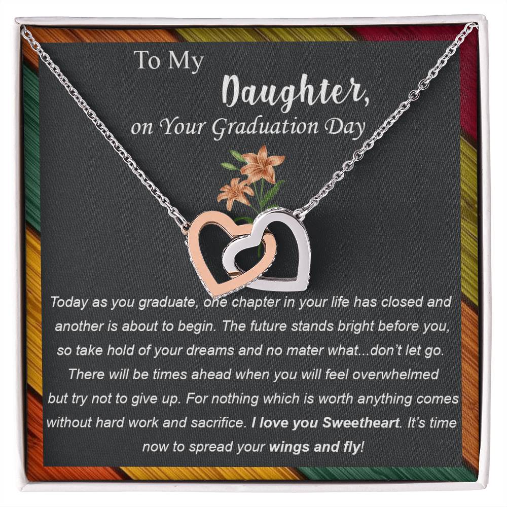 To My Daughter On Your Graduation Day Heart Lock Necklace From Parent Interlocking Hearts Necklace