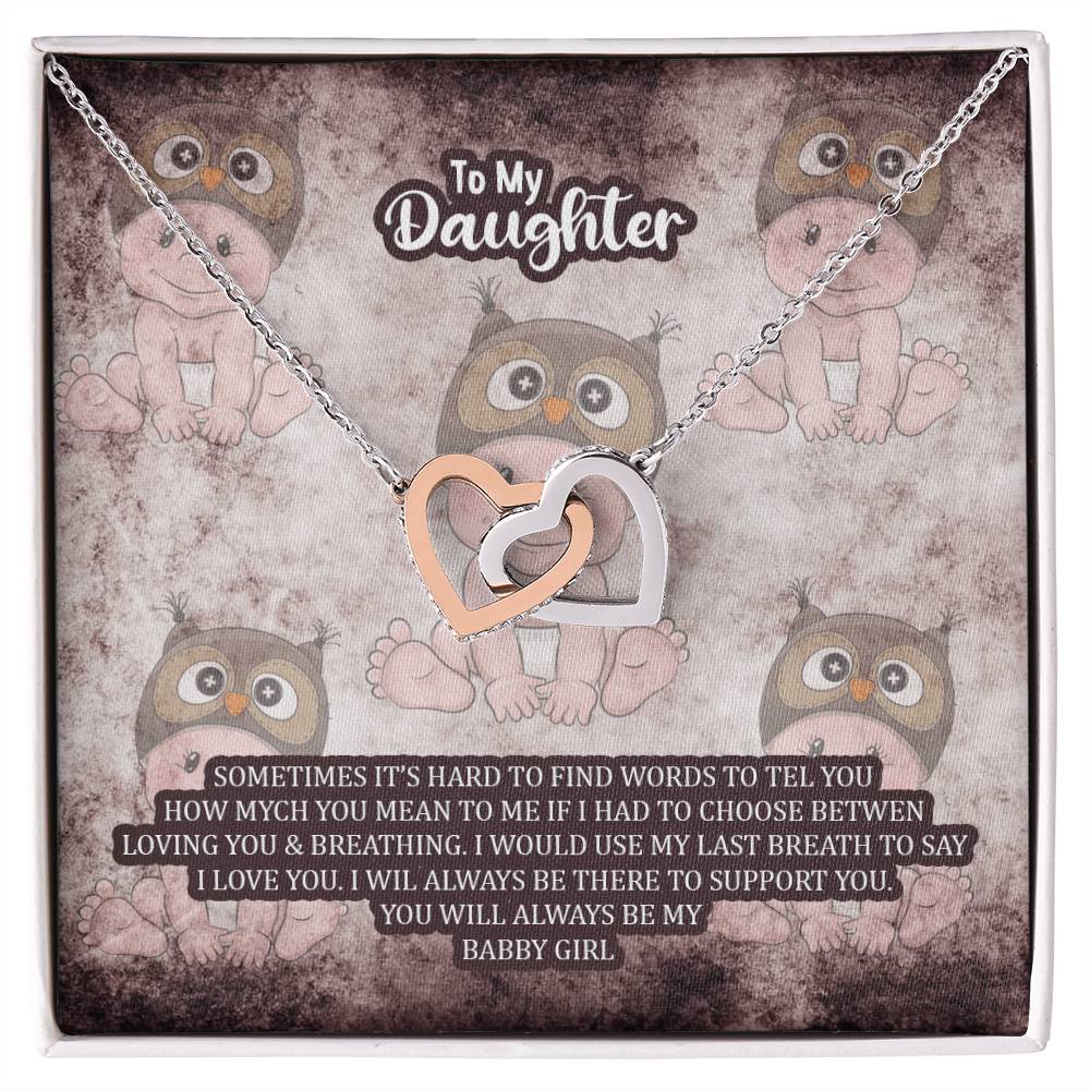 To My Daughter Sometimes It&#39;S Heard To Find Words Interlocking Hearts Necklace