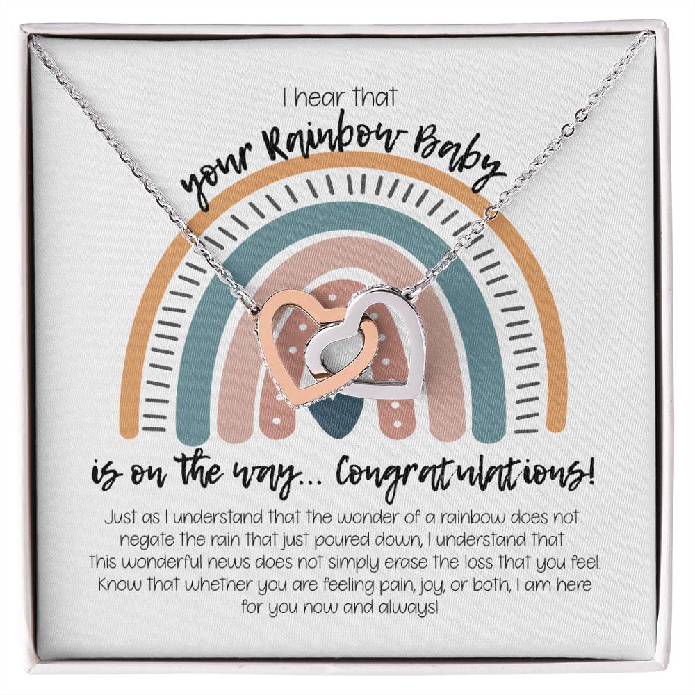 Rainbow Baby Necklace Interlocking Hearts Necklace