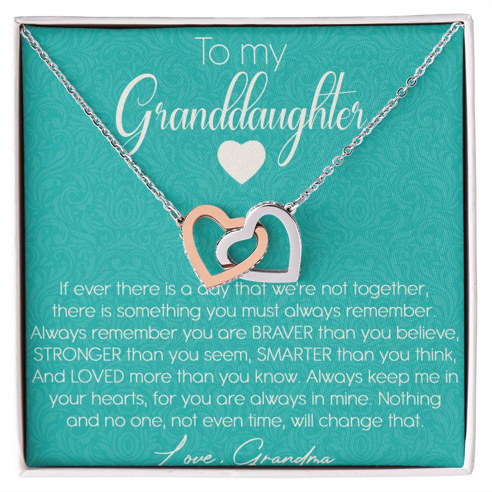 To My Granddaughter Interlocking Hearts Necklace Message Card