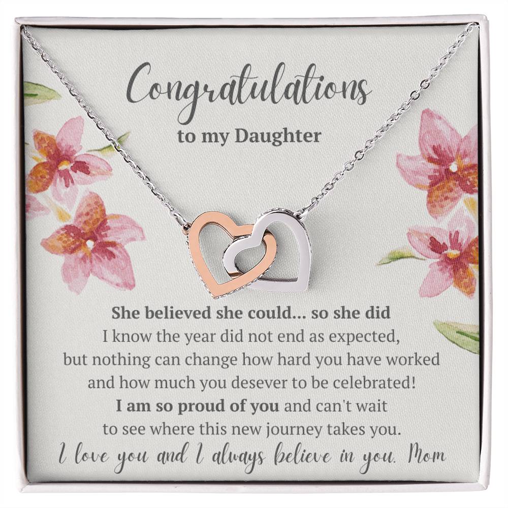 Graduation Congratulations Daughter Interlocked Hearts Necklace Interlocking Hearts Necklace