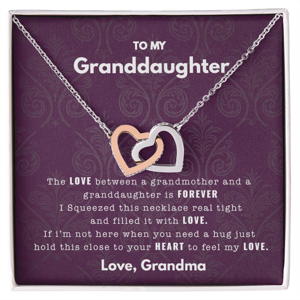 To My Granddaughter - Filled With Love - Necklace Interlocking Hearts Necklace