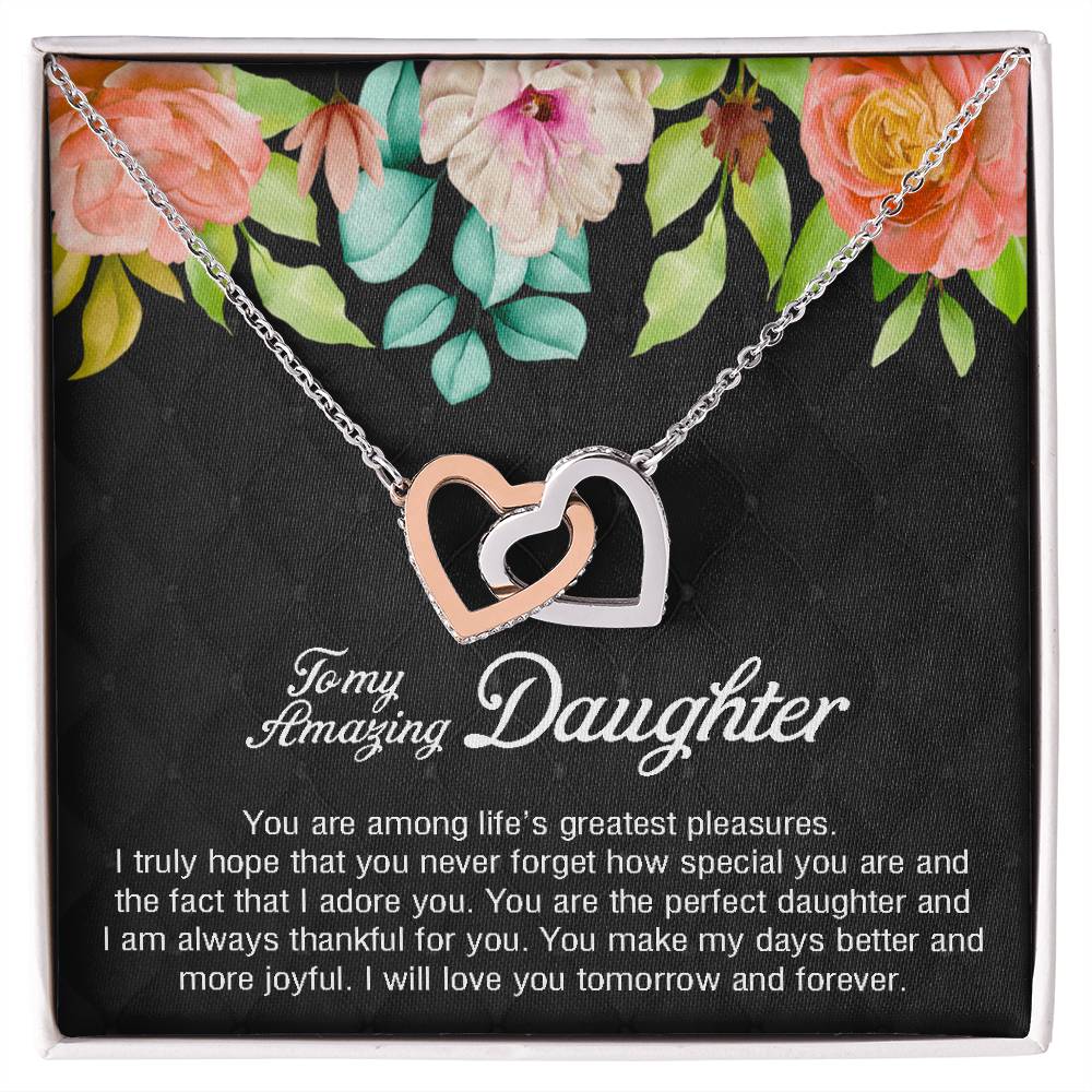 To My Amazing Daughter You Are Special And Adored Interlocking Hearts Necklace