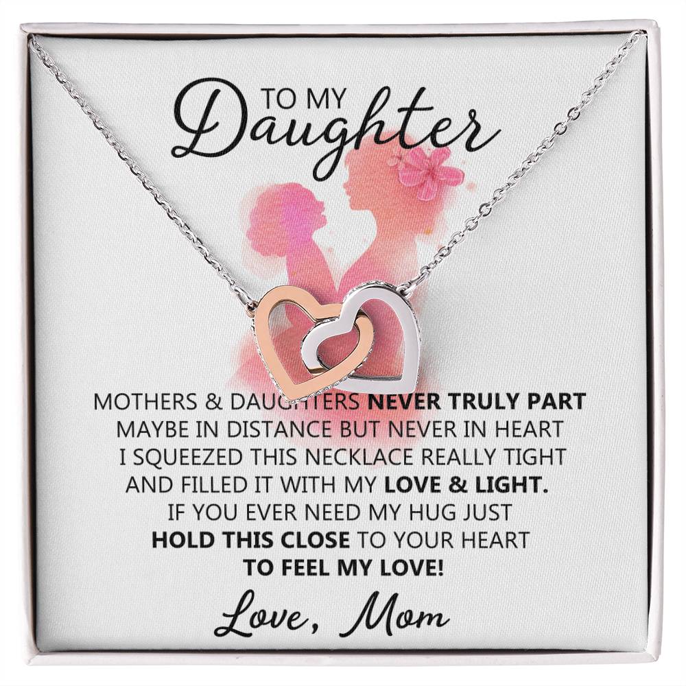 To My Daughter - Unique Interlocking Hearts Binding Necklace Gift Set Interlocking Hearts Necklace