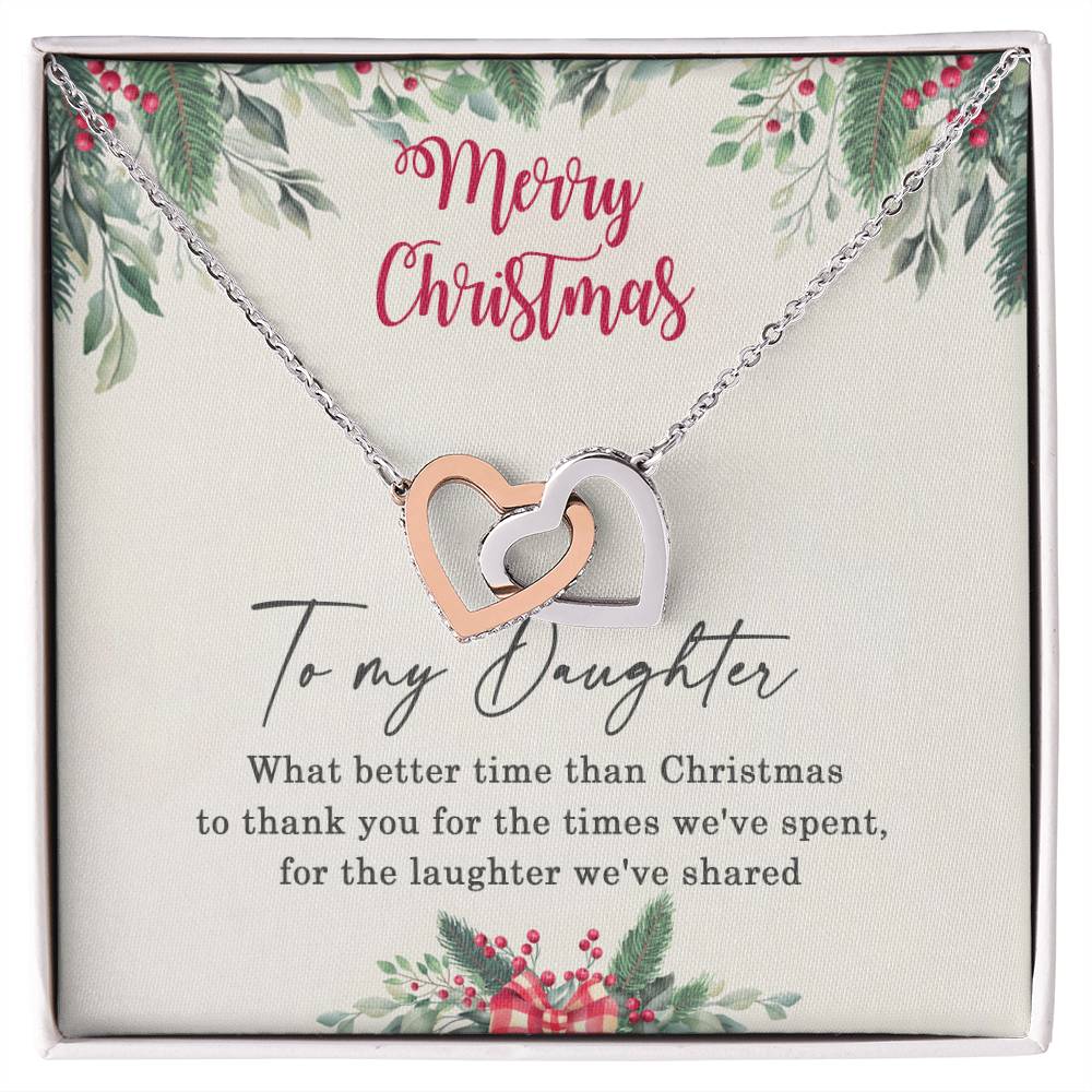To My Daughter Interlocking Hearts Necklace Message Card