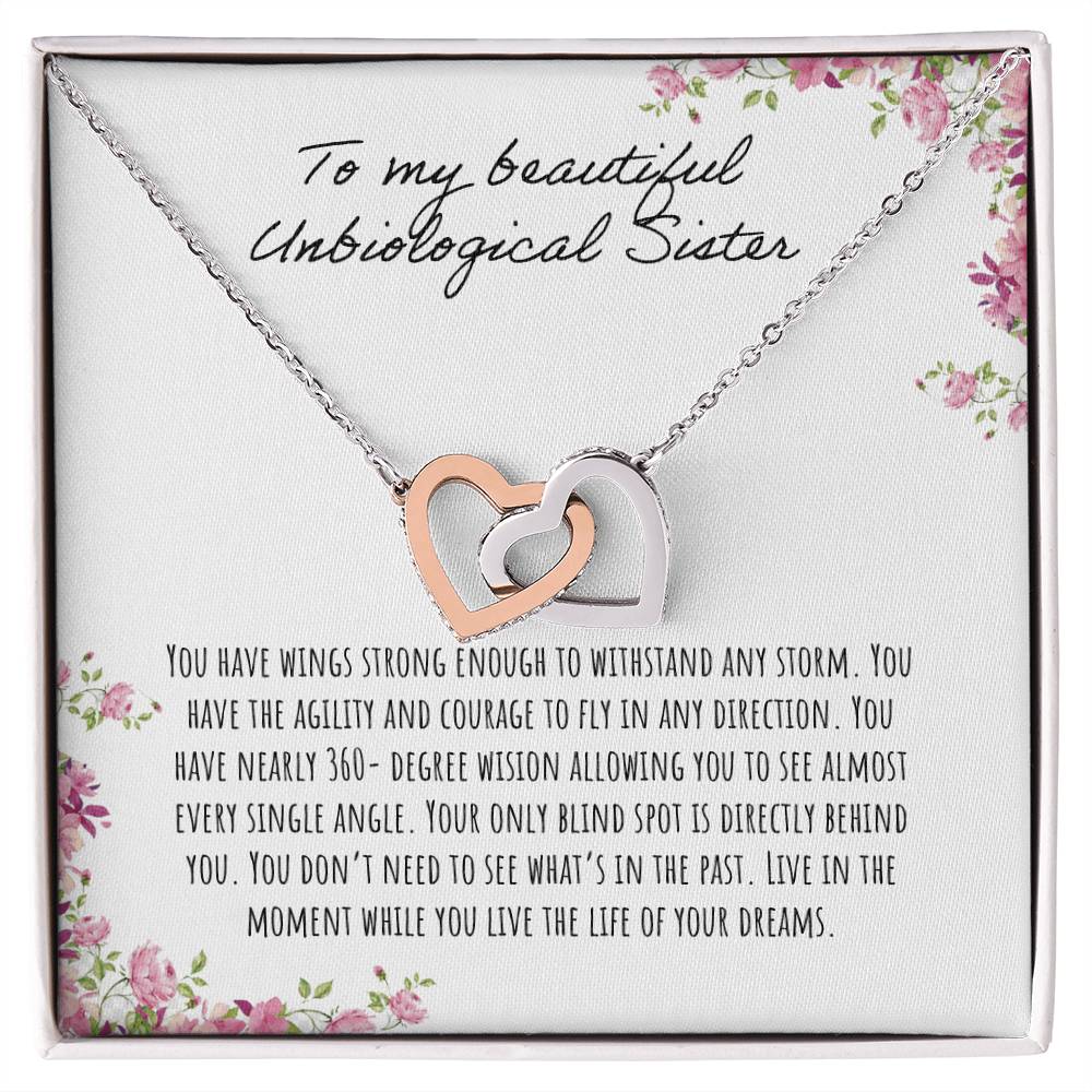 To My Beautiful Step Sister Interlocking Hearts Necklace