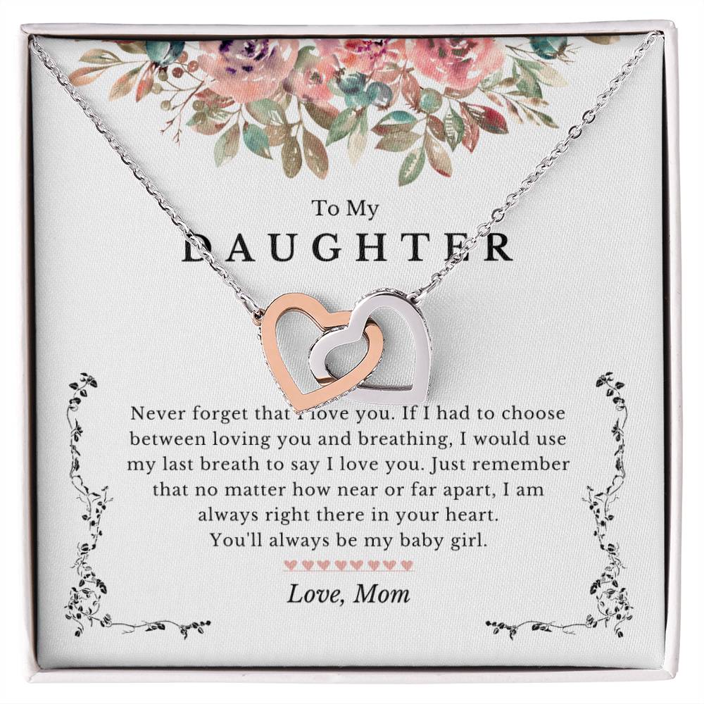 Last Breath Mother Daughter Necklace Gift Interlocking Hearts Necklace