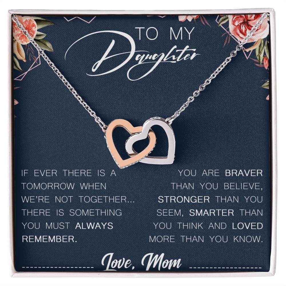 To My Daughter Interlocking Hearts Necklace Message Card