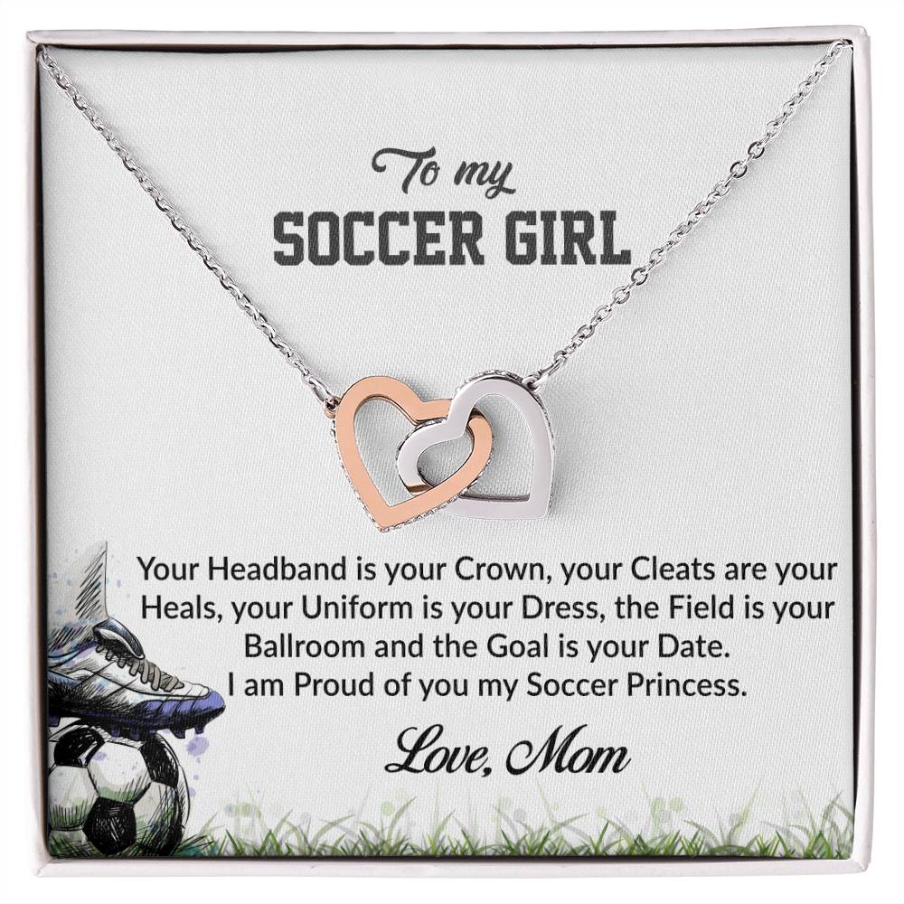 To My Soccer Girl - I Am Proud Of You Interlocking Hearts Necklace