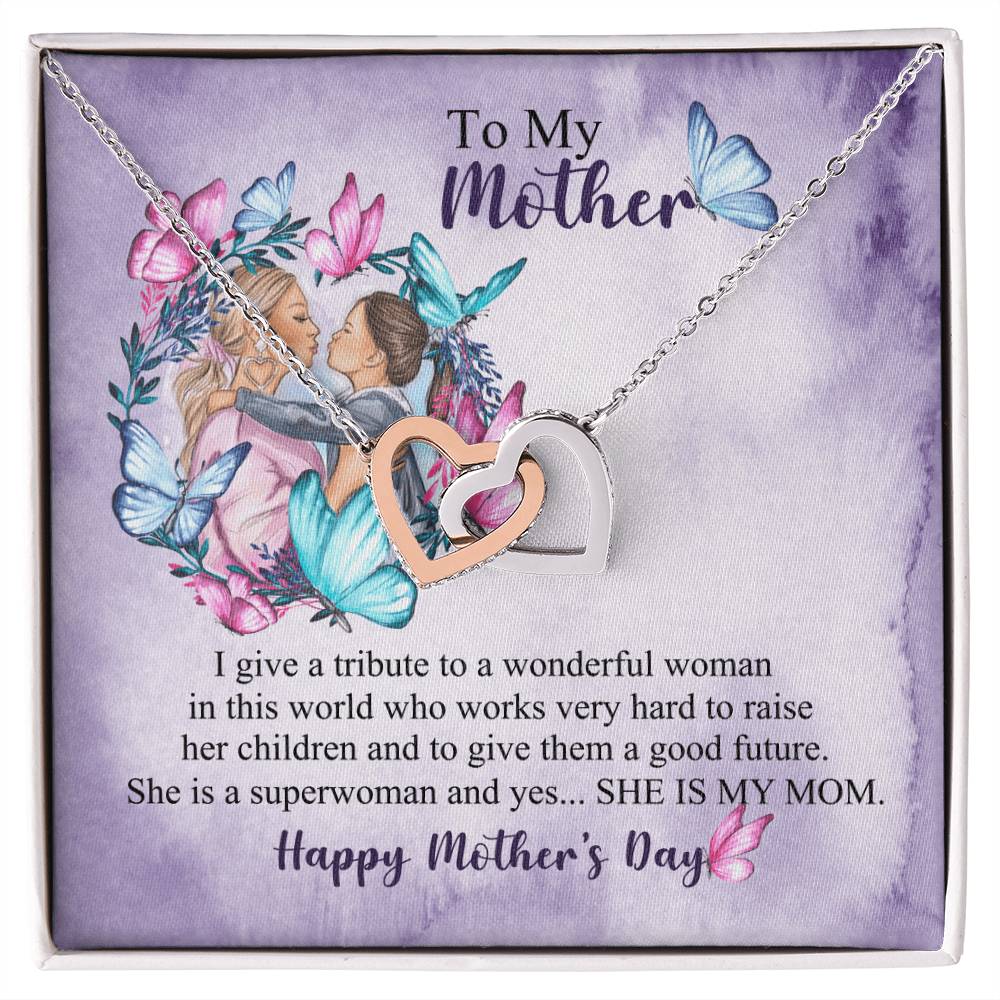 Happy Mother&#39;S Day - Best Mom Mother&#39;S Day Two Hearts Pendant Gift Interlocking Hearts Necklace
