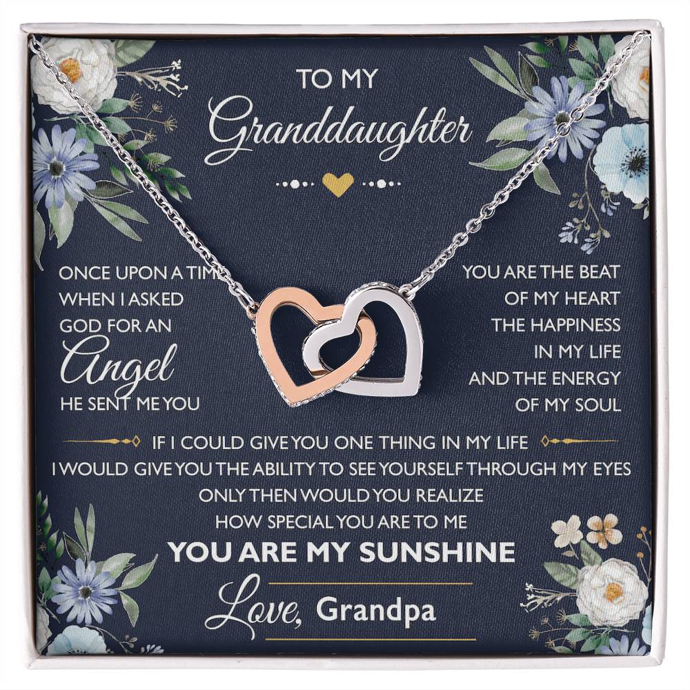 To My Granddaughter From Grandpa - Interlocking Heart Necklace Interlocking Hearts Necklace