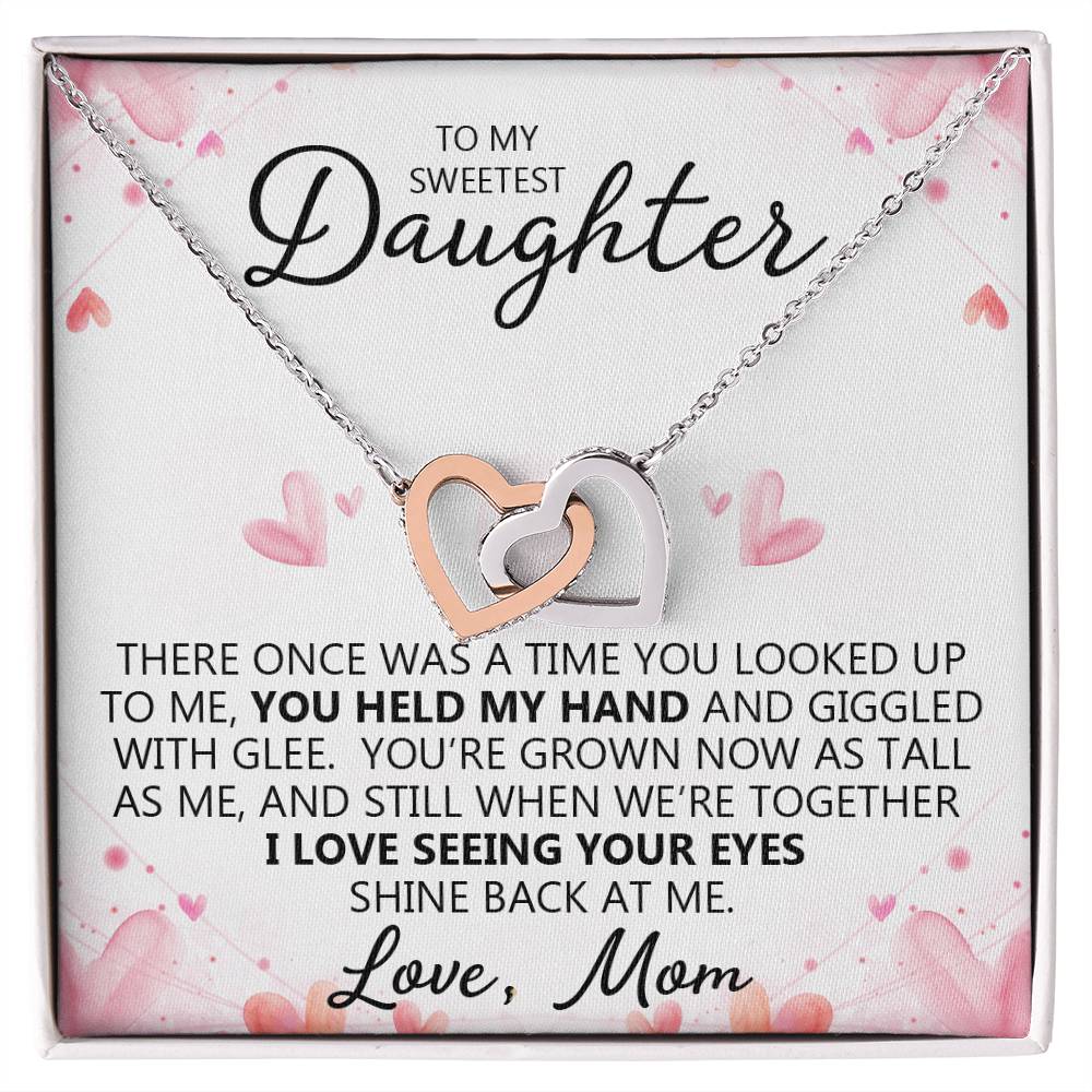 To My Daughter - You Are My Heart - Unique Heart Bonding Necklace Gift Set Interlocking Hearts Necklace