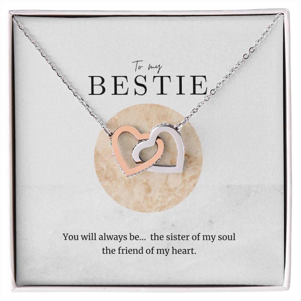 To My Bestie Interlocked Heart Necklace Interlocking Hearts Necklace