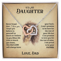 To My Daughter Necklace Gift For Daughter From Dad Christmas Gift Daughter Jewelry Interlocking Hearts Necklace