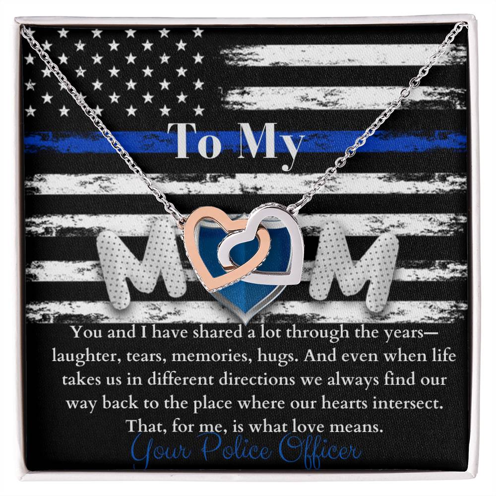 Police Officer&#39;S Mom Necklace Interlocking Hearts Necklace