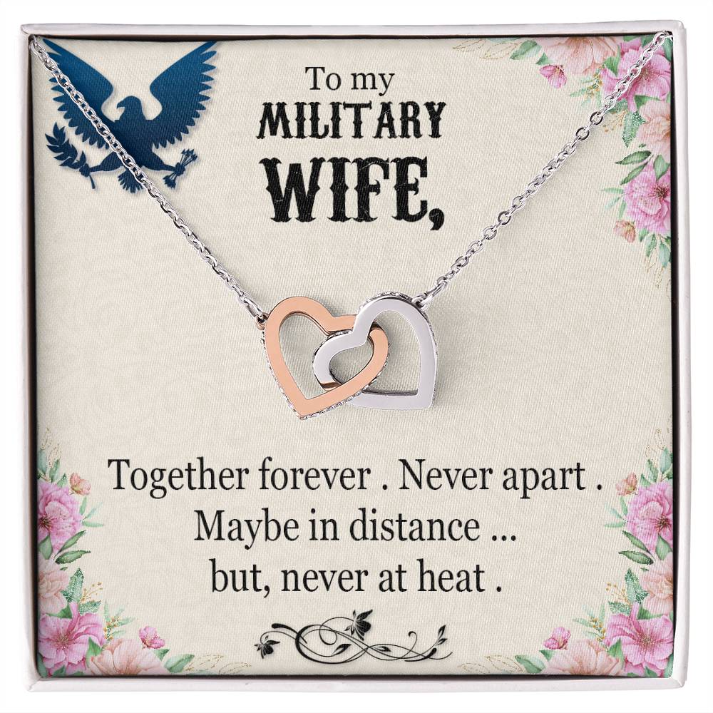 To My Military Wife Necklace Interlocking Hearts Necklace