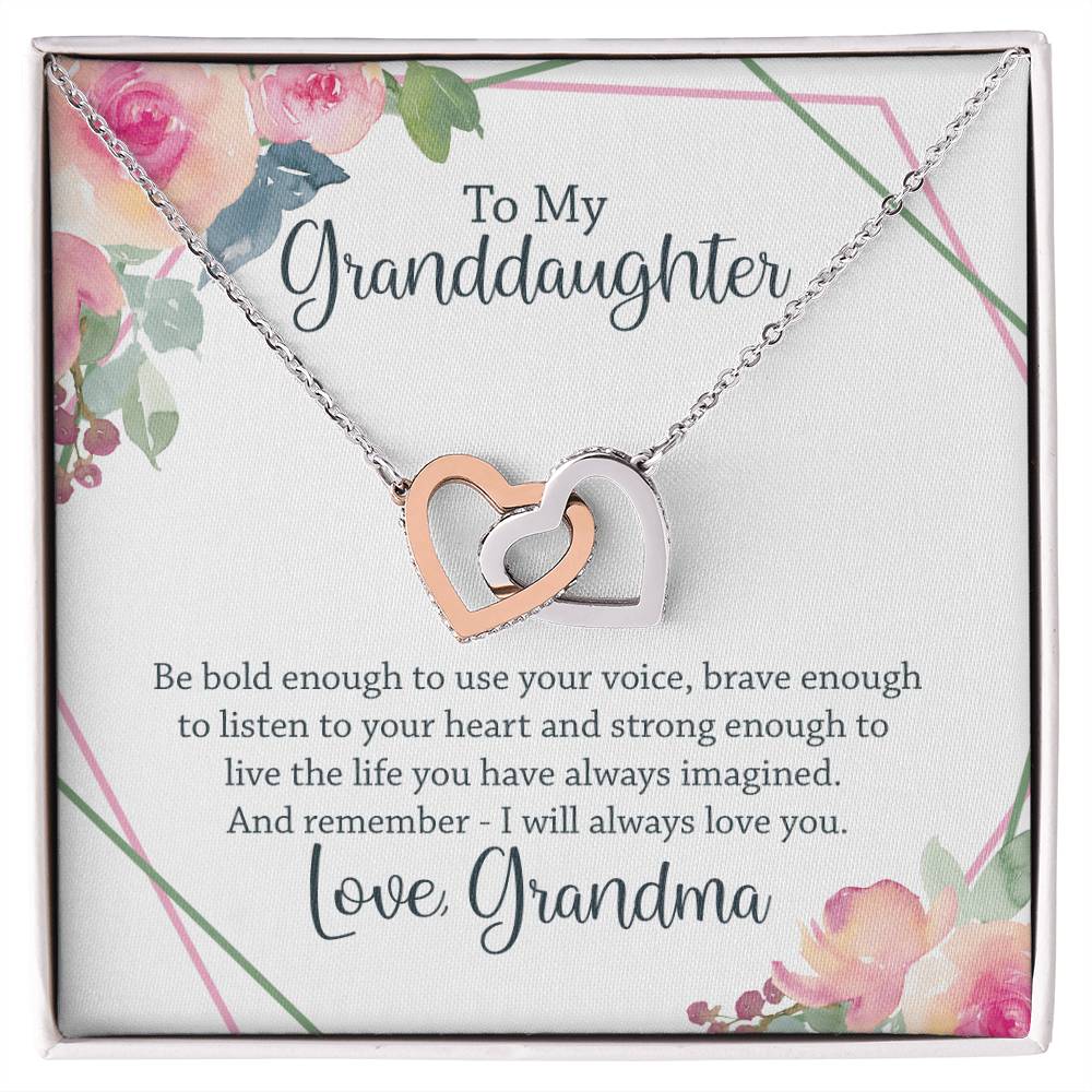 To My Granddaughter - Interlocking Hearts Necklace
