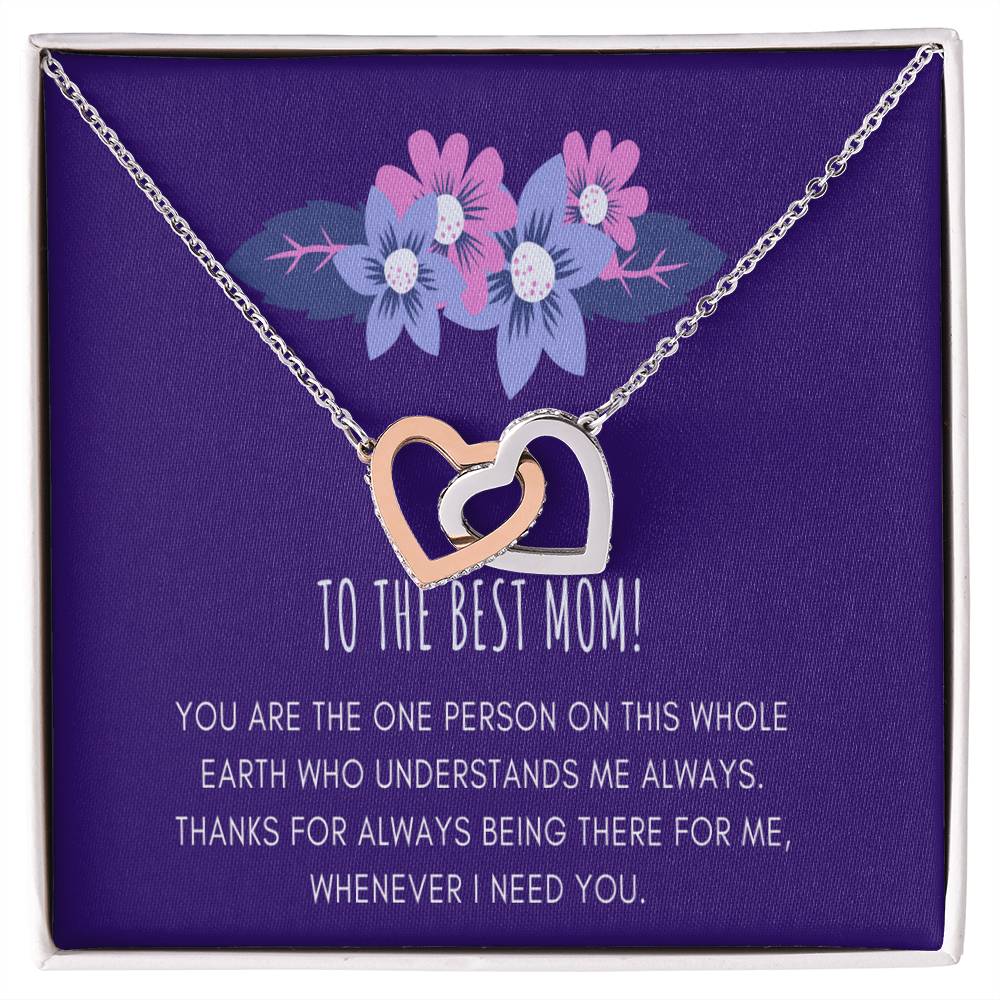 Gift For Mom From Daughter Mother Daughter Necklace Mom Gift From Daughter To My Mother Mother&#39;S Birthday Best Mom Gift Message Card Interlocking Hearts Necklace