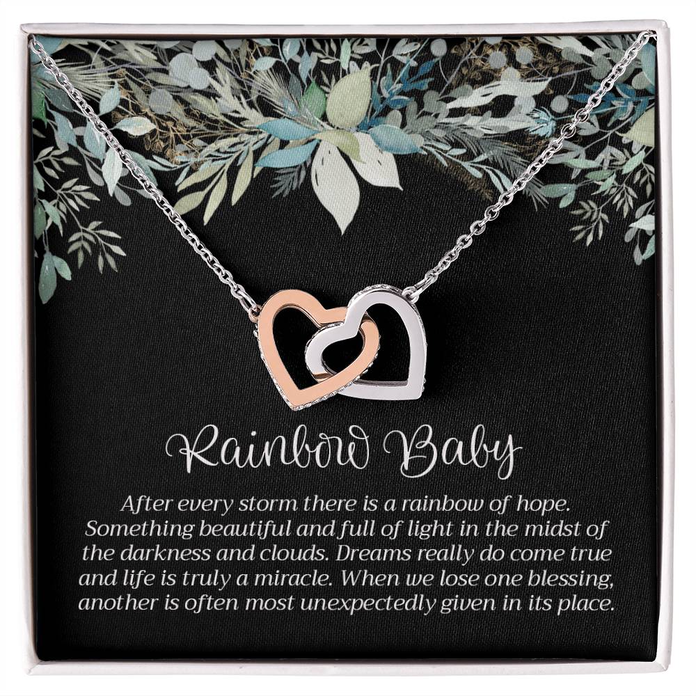 Rainbow Baby Necklace Interlocking Hearts Necklace