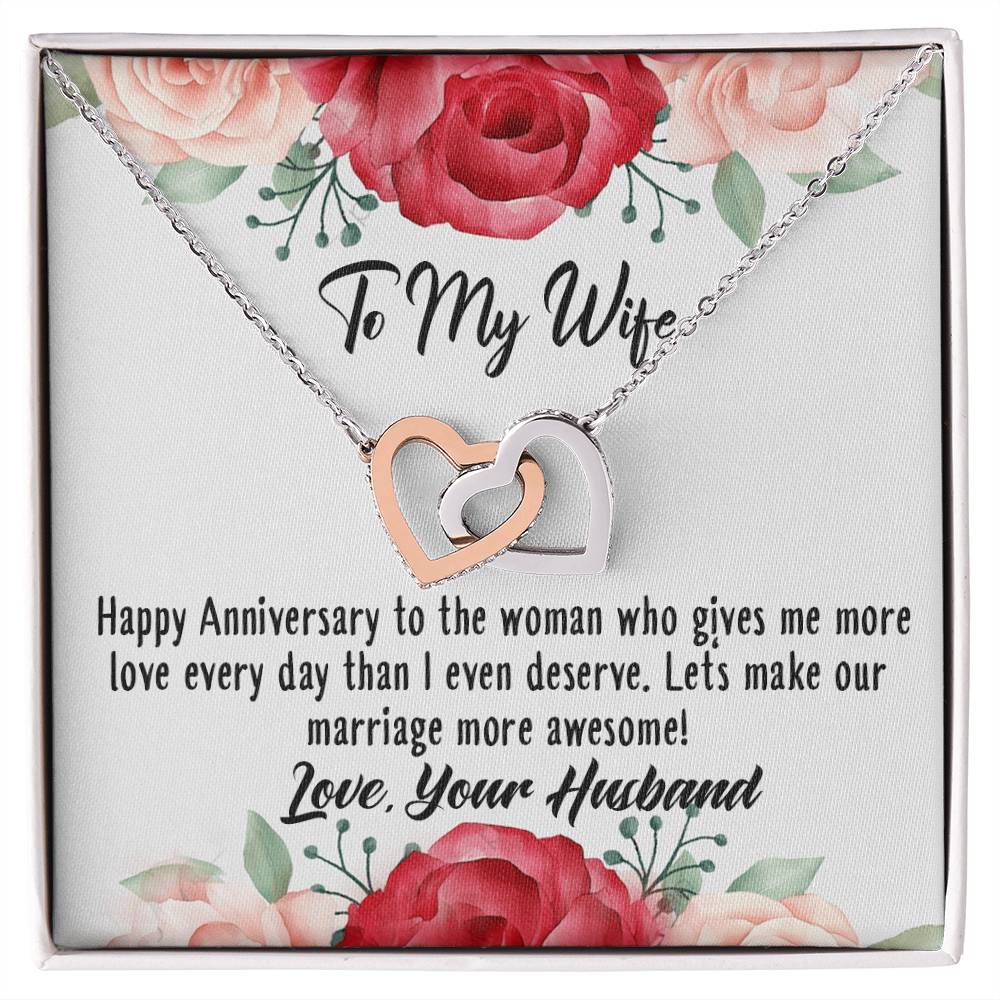 Anniversary Best Gift For Wife Interlocking Hearts Necklace With On Demand Massage Card