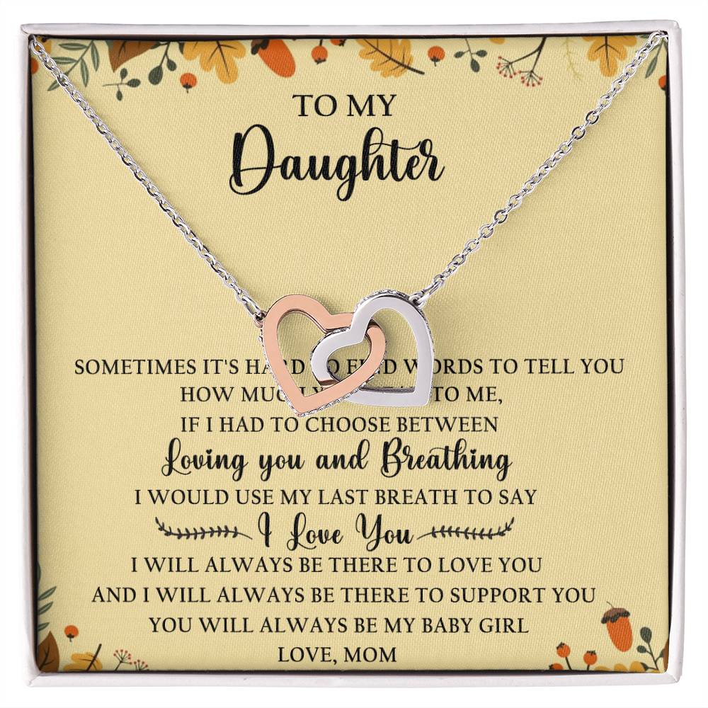 To My Daughter Interlocking Hearts Necklace Message Card