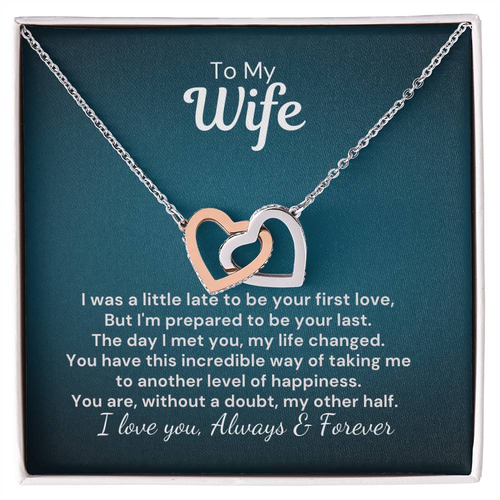 To My Wife - My Other Half - Interlocked Hearts Necklace Interlocking Hearts Necklace