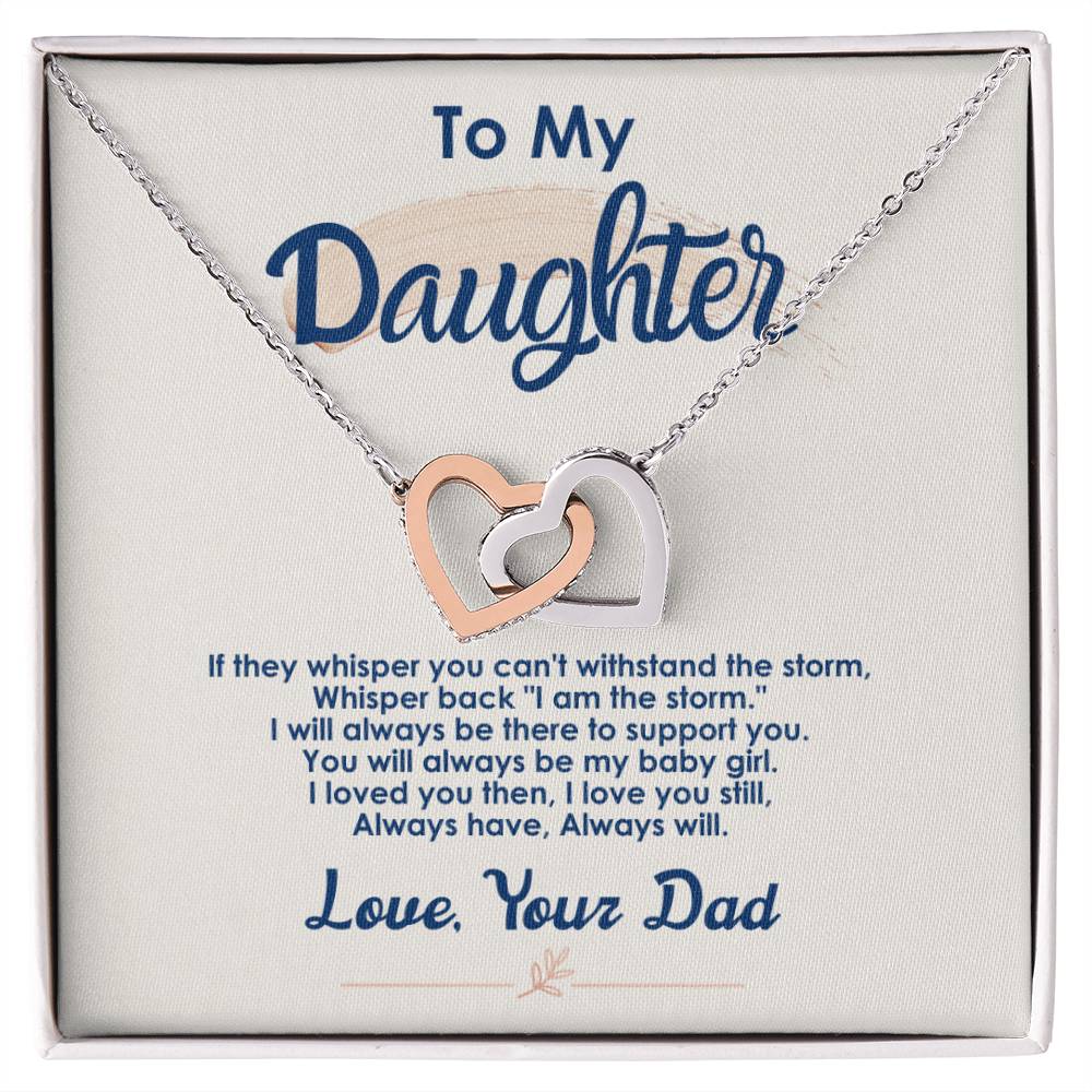 To My Daughter - Always There To Support You - Interlocking Hearts Necklace