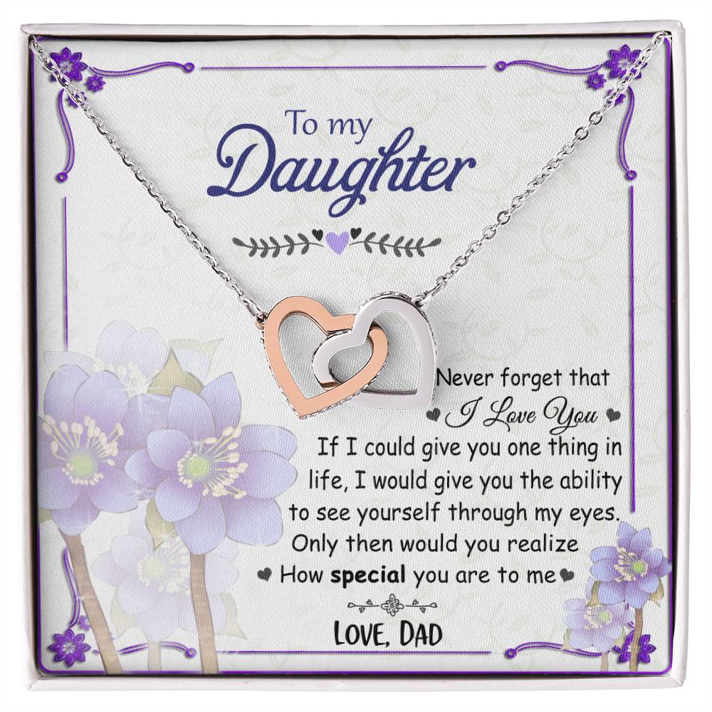 To My Daughter - Never Forget - Interlocked Hearts Necklace Interlocking Hearts Necklace