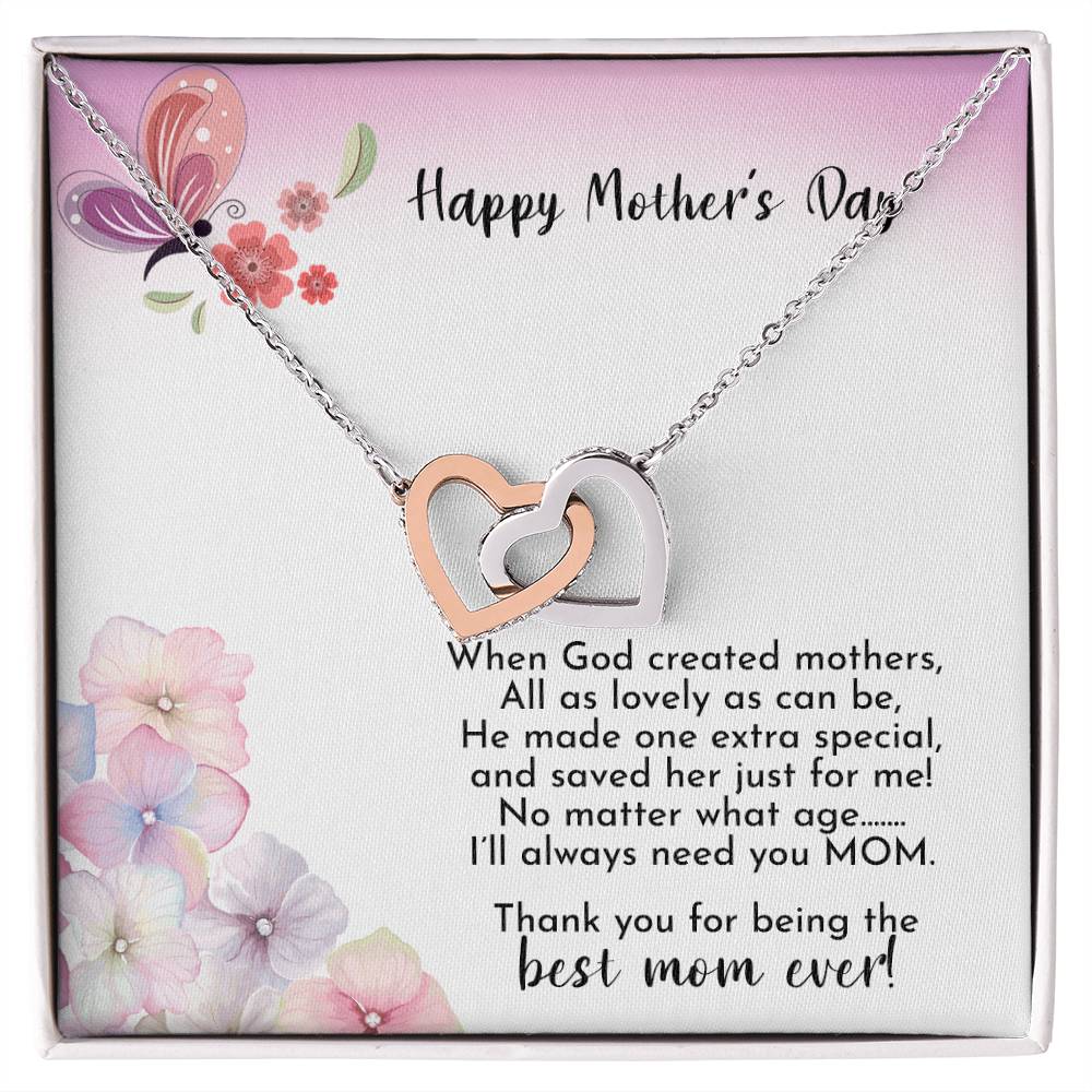 Happy Mother'S Day - Best Mom Ever - Necklace Interlocking Hearts Necklace