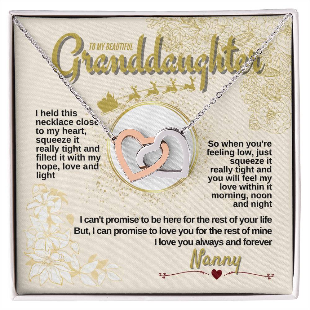 To My Granddaughter - Nanny Loves You Always & Forever - Necklace Interlocking Hearts Necklace