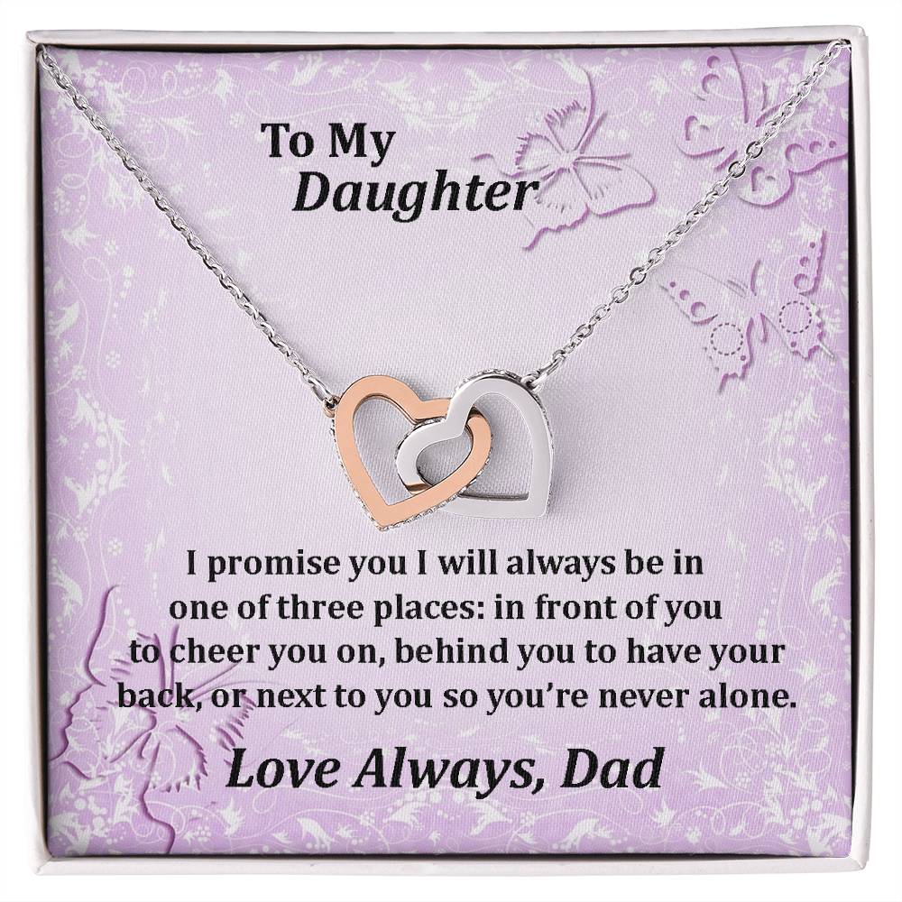 To My Daughter Always With You Never Ending Love Hearts Necklace Interlocking Hearts Necklace