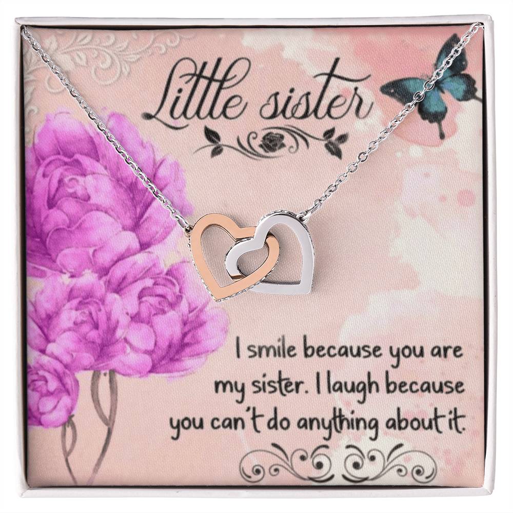 To My Little Sister Necklace Interlocking Hearts Necklace
