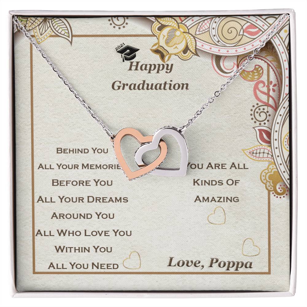 Interlocking Heart Necklace For Granddaughter Graduation Perfect Gift Interlocking Hearts Necklace