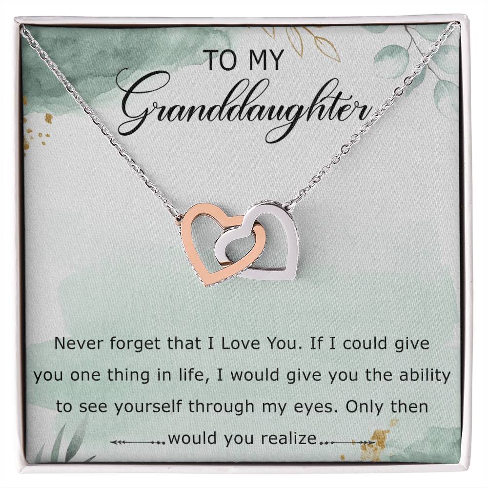 To My Granddaughter Interlocking Hearts Necklace Message Card
