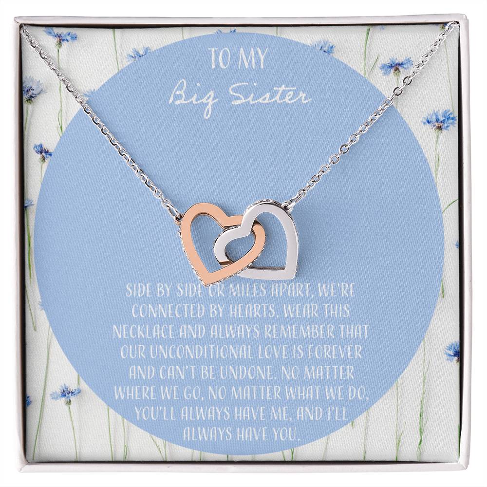To My Big Sister Interlocking Hearts Necklace