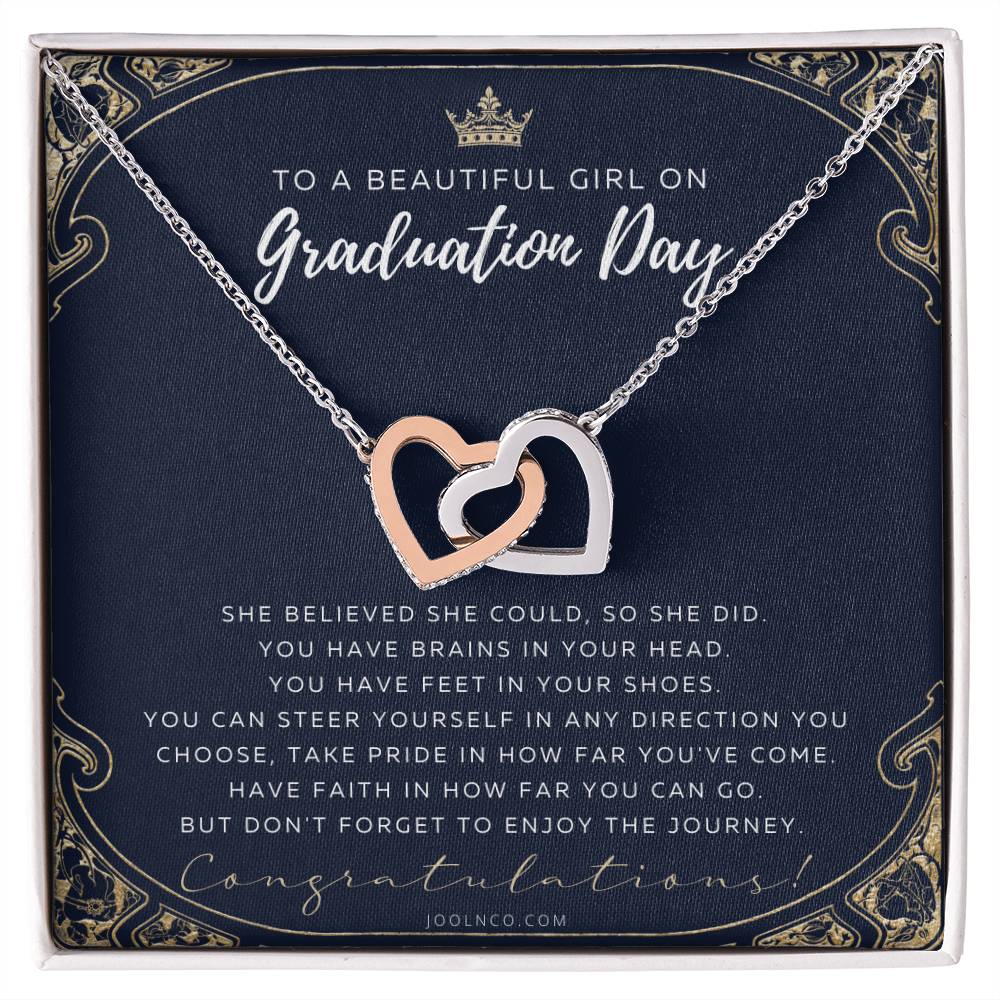 Graduation Gift Necklace For Daughter College Graduation Gift For Her High School Senior Graduation Mba Phd Master Class Of Interlocking Hearts Necklace