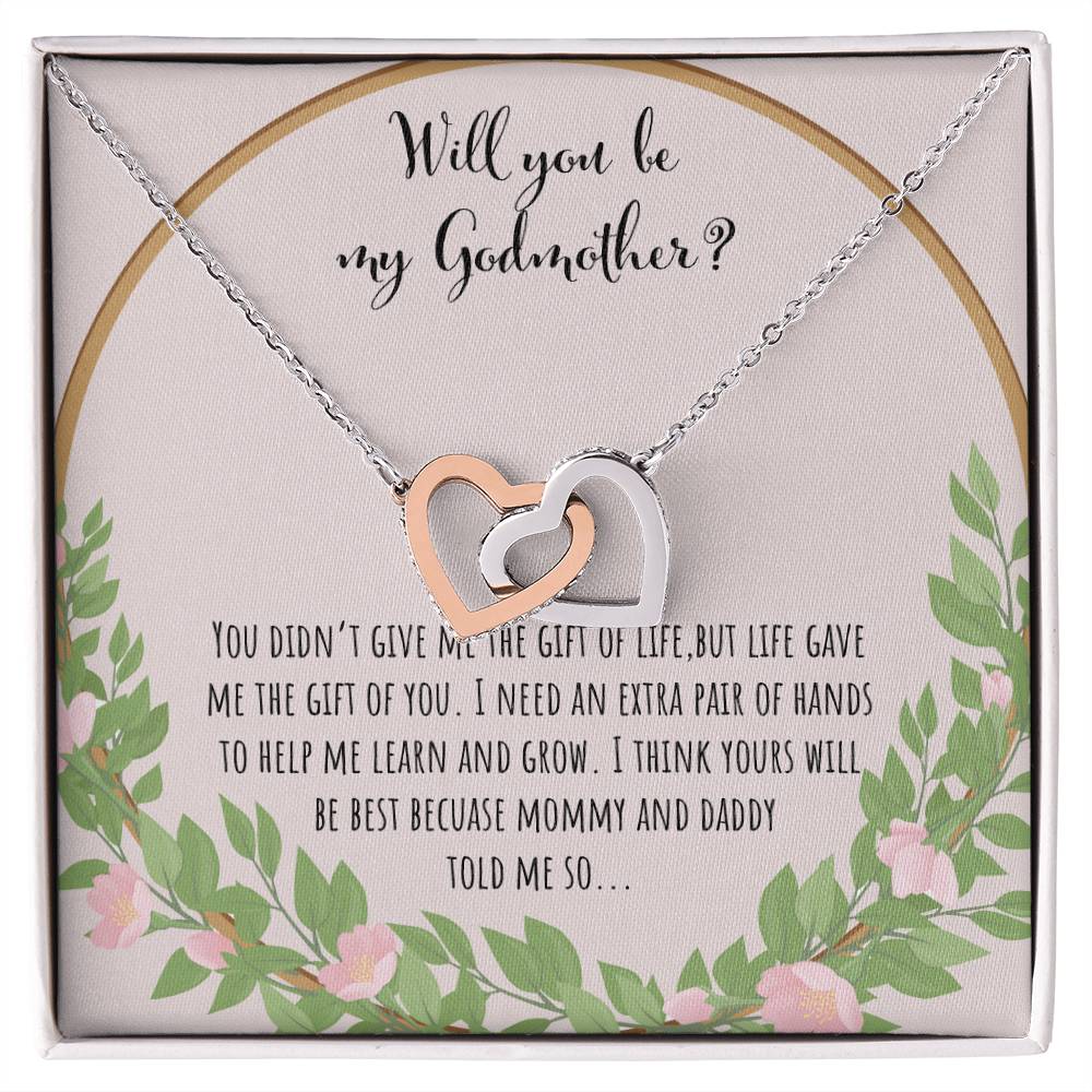 Will You Be My Godmother You Didn&#39;T Give Me The Gift Of Life Interlocking Hearts Necklace