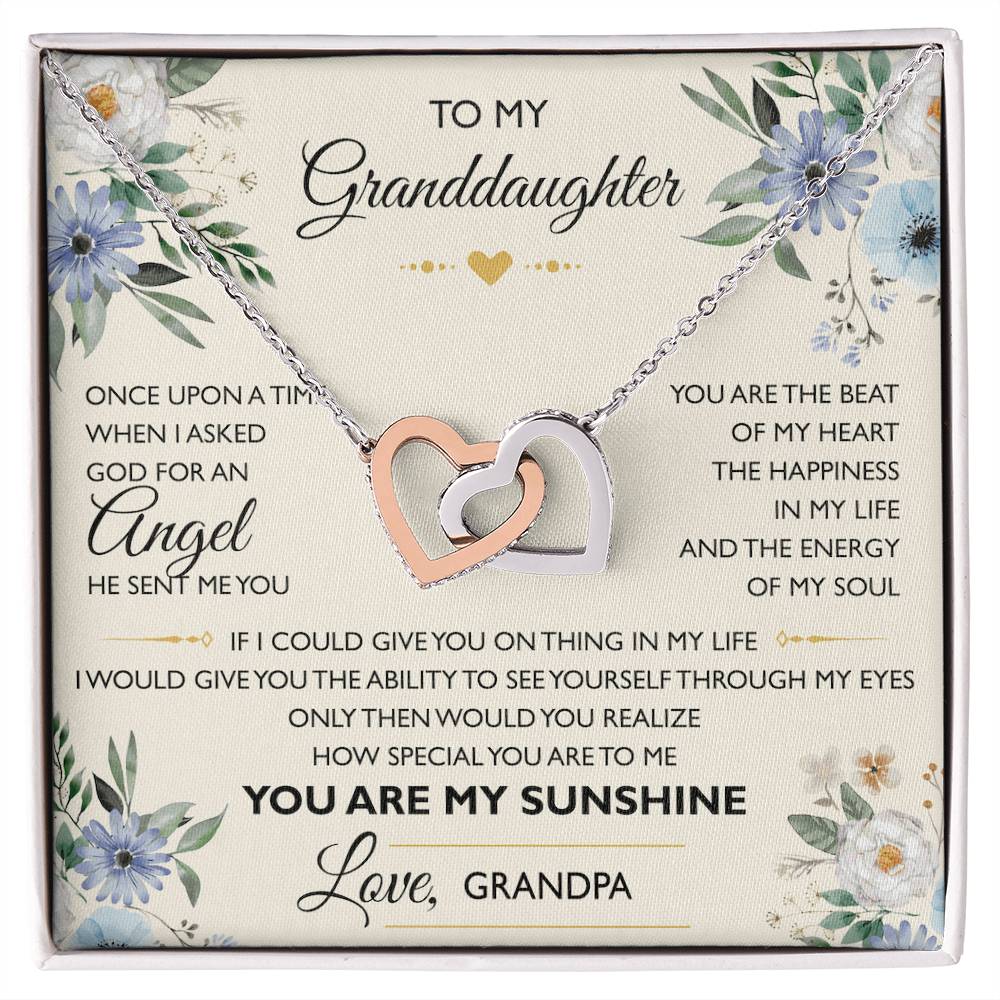 To My Granddaughter From Grandpa - Interlocking Heart Necklace Interlocking Hearts Necklace