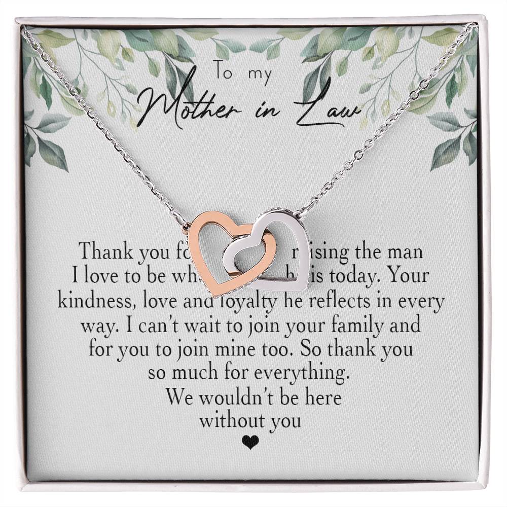 To My Mother In Law Thank You For Raising The Man I Love Heart Necklace Interlocking Hearts Necklace