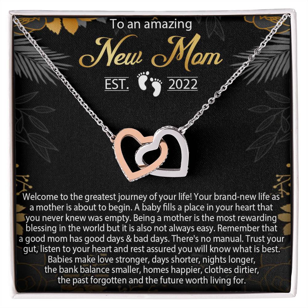 New Mom Necklace Mom Est 2022 Necklace First Time Mom Necklace Baby Shower Necklace Interlocking Hearts Necklace Gift For New Mom