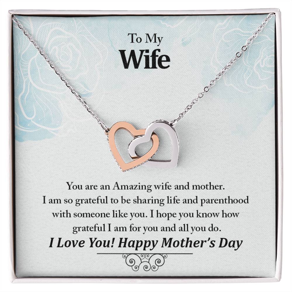 To My Wife Your An Amazing Wife And Mother Never-Ending Love Necklace Interlocking Hearts Necklace