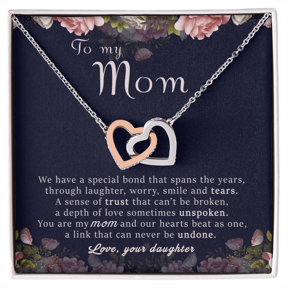 To My Mom Gift For Mother'S Day Interlocking Hearts Necklace