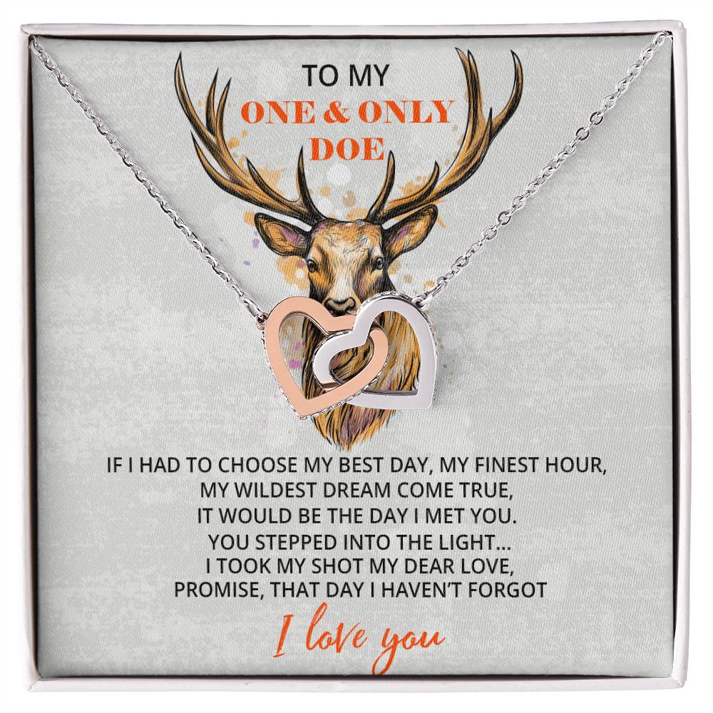 To My Trophy Doe Necklace For Wife Hunting Gift Wife From Husband Gift From Hunter Anniversary Gift For Her Birthday Gift Hunter Wife Interlocking Hearts Necklace